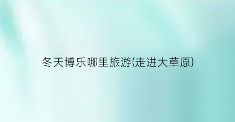冬天博乐哪里旅游(走进大草原)