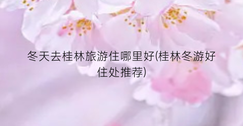冬天去桂林旅游住哪里好(桂林冬游好住处推荐)