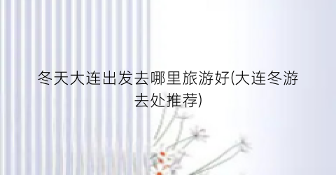 冬天大连出发去哪里旅游好(大连冬游去处推荐)