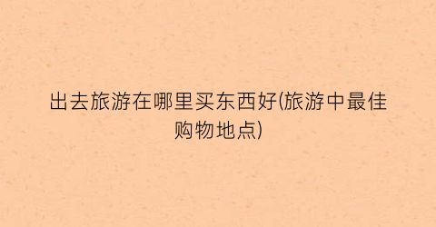 出去旅游在哪里买东西好(旅游中最佳购物地点)