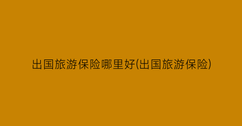 出国旅游保险哪里好(出国旅游保险)