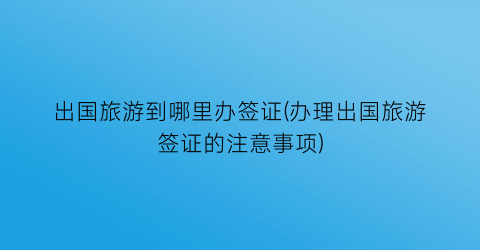 出国旅游到哪里办签证(办理出国旅游签证的注意事项)