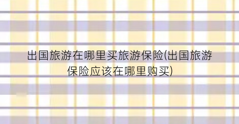 出国旅游在哪里买旅游保险(出国旅游保险应该在哪里购买)