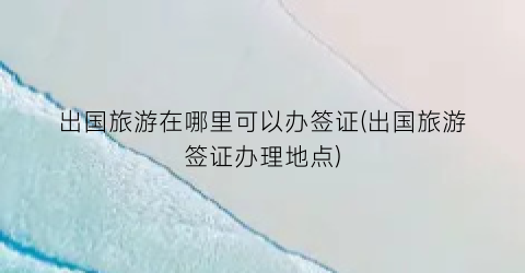出国旅游在哪里可以办签证(出国旅游签证办理地点)