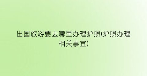 出国旅游要去哪里办理护照(护照办理相关事宜)
