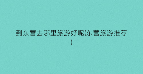 到东营去哪里旅游好呢(东营旅游推荐)