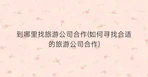 到哪里找旅游公司合作(如何寻找合适的旅游公司合作)