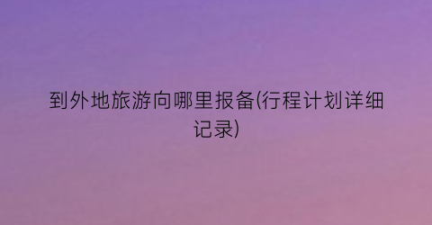 到外地旅游向哪里报备(行程计划详细记录)