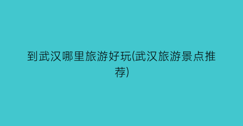 到武汉哪里旅游好玩(武汉旅游景点推荐)