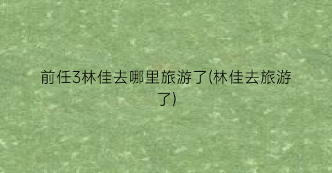 前任3林佳去哪里旅游了(林佳去旅游了)