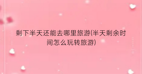 剩下半天还能去哪里旅游(半天剩余时间怎么玩转旅游)