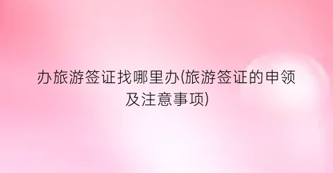 办旅游签证找哪里办(旅游签证的申领及注意事项)