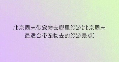 北京周末带宠物去哪里旅游(北京周末最适合带宠物去的旅游景点)