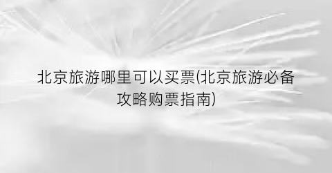 北京旅游哪里可以买票(北京旅游必备攻略购票指南)