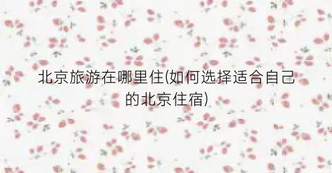 北京旅游在哪里住(如何选择适合自己的北京住宿)