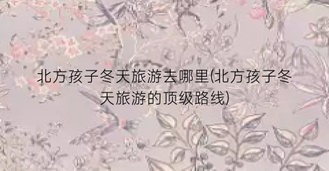 北方孩子冬天旅游去哪里(北方孩子冬天旅游的顶级路线)