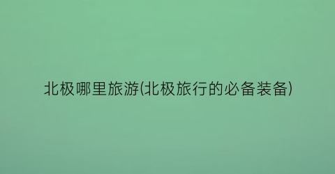 北极哪里旅游(北极旅行的必备装备)