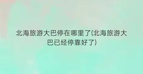 北海旅游大巴停在哪里了(北海旅游大巴已经停靠好了)