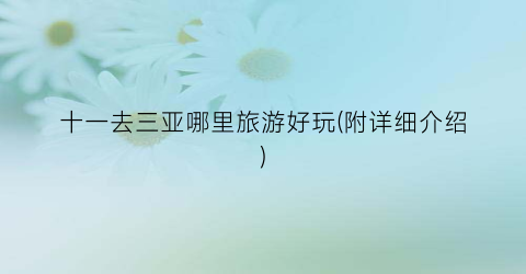 十一去三亚哪里旅游好玩(附详细介绍)