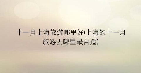 十一月上海旅游哪里好(上海的十一月旅游去哪里最合适)
