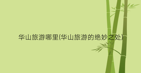 华山旅游哪里(华山旅游的绝妙之处)