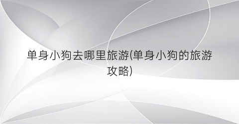 单身小狗去哪里旅游(单身小狗的旅游攻略)