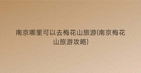 南京哪里可以去梅花山旅游(南京梅花山旅游攻略)