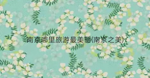 南京哪里旅游最美丽(南京之美)