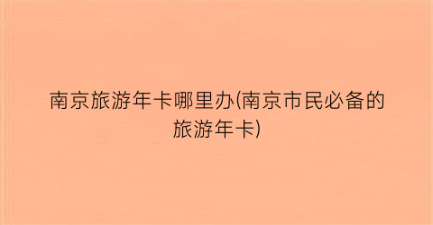 南京旅游年卡哪里办(南京市民必备的旅游年卡)