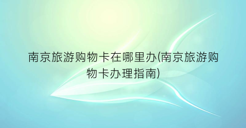 南京旅游购物卡在哪里办(南京旅游购物卡办理指南)