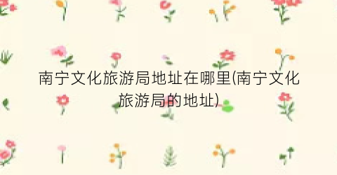南宁文化旅游局地址在哪里(南宁文化旅游局的地址)