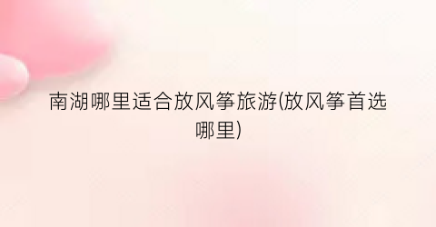 南湖哪里适合放风筝旅游(放风筝首选哪里)