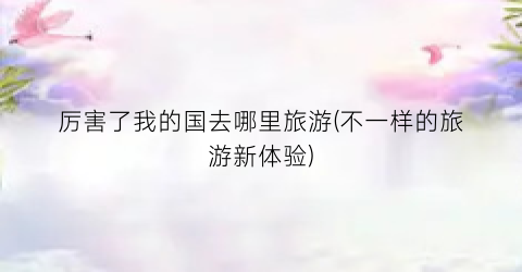厉害了我的国去哪里旅游(不一样的旅游新体验)