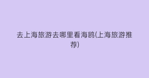 去上海旅游去哪里看海鸥(上海旅游推荐)