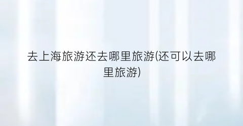 去上海旅游还去哪里旅游(还可以去哪里旅游)