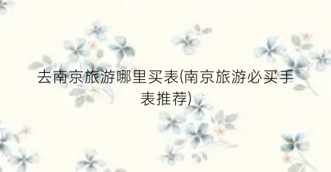 去南京旅游哪里买表(南京旅游必买手表推荐)