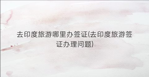 去印度旅游哪里办签证(去印度旅游签证办理问题)