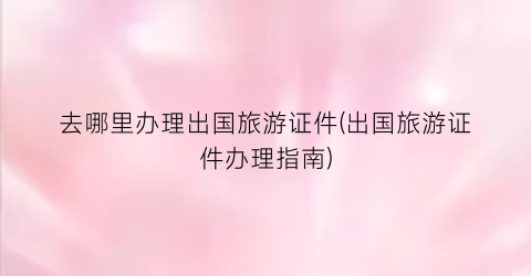 去哪里办理出国旅游证件(出国旅游证件办理指南)