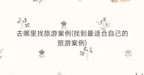 去哪里找旅游案例(找到最适合自己的旅游案例)