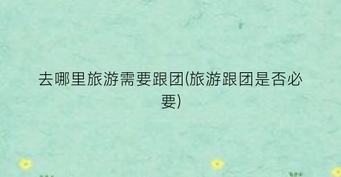 去哪里旅游需要跟团(旅游跟团是否必要)
