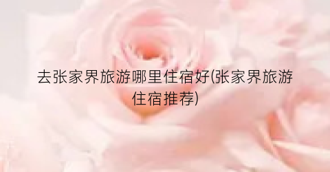 去张家界旅游哪里住宿好(张家界旅游住宿推荐)