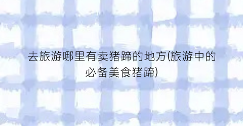 去旅游哪里有卖猪蹄的地方(旅游中的必备美食猪蹄)