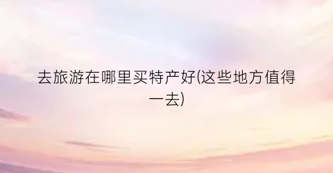 去旅游在哪里买特产好(这些地方值得一去)