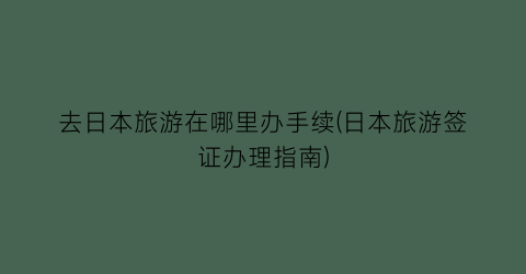去日本旅游在哪里办手续(日本旅游签证办理指南)