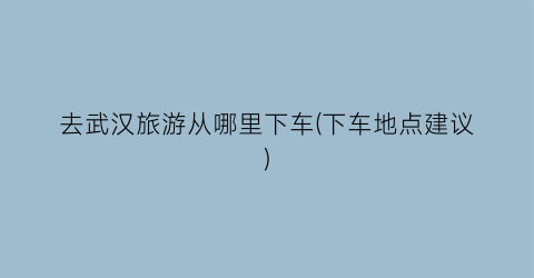 去武汉旅游从哪里下车(下车地点建议)