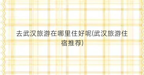 去武汉旅游在哪里住好呢(武汉旅游住宿推荐)