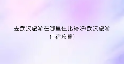 去武汉旅游在哪里住比较好(武汉旅游住宿攻略)