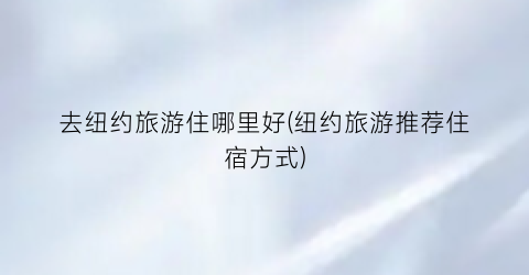 去纽约旅游住哪里好(纽约旅游推荐住宿方式)