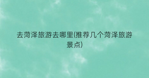 去菏泽旅游去哪里(推荐几个菏泽旅游景点)