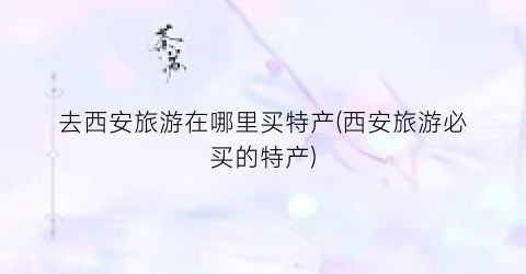 去西安旅游在哪里买特产(西安旅游必买的特产)